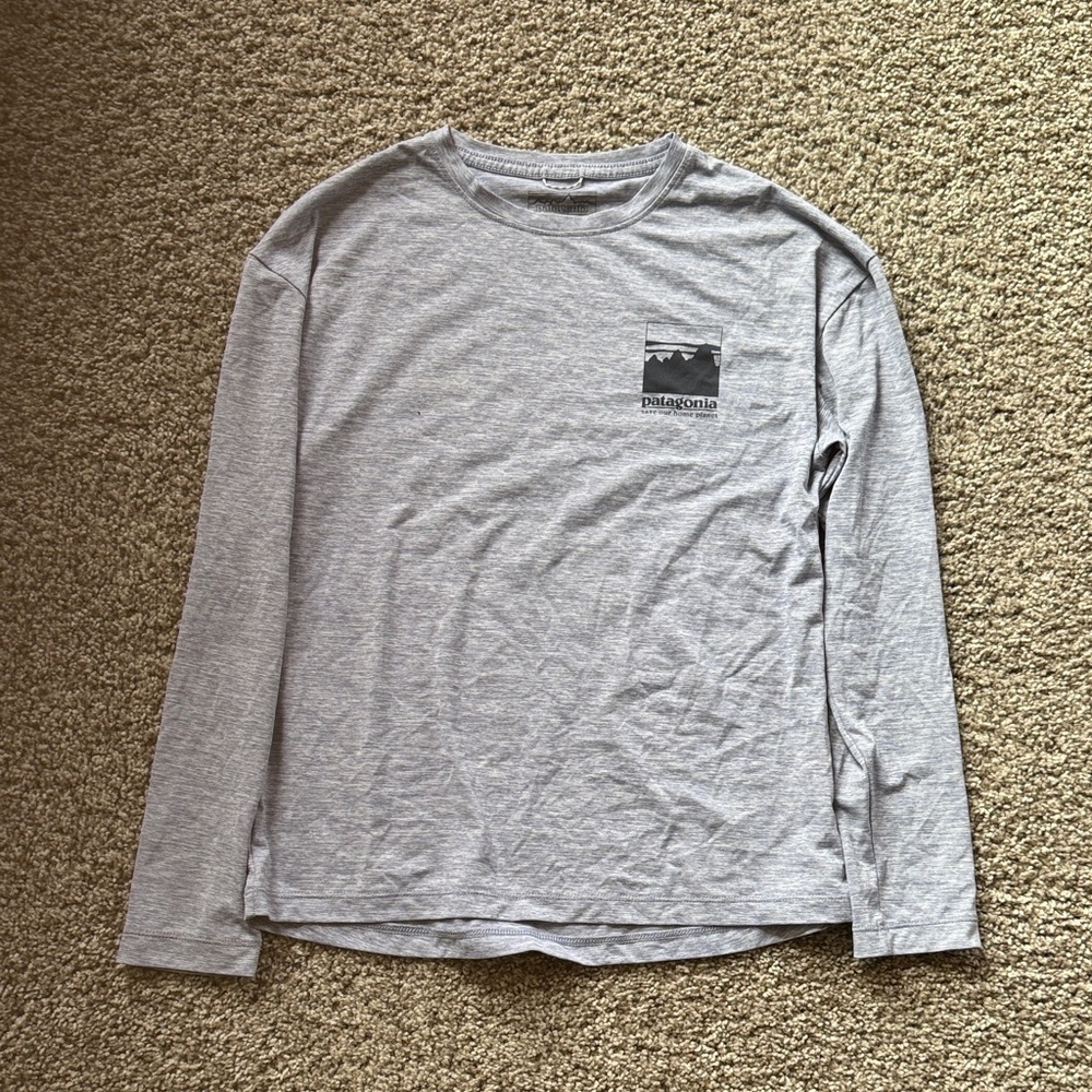 Patagonia Kid’s Heather Gray Long Sleeve Tee